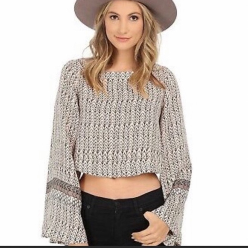Free People Star Aligned Bell Sleeve Crop Top - Picture 1 of 15